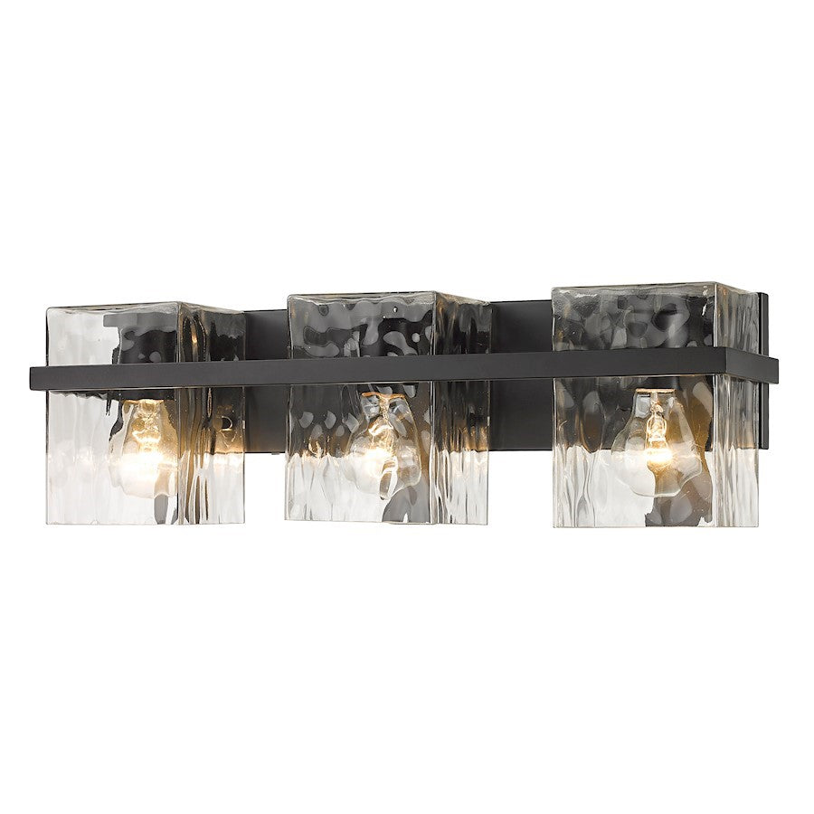 OPEN BOX: Z-Lite Bennington 3 Light Vanity, Matte Black/Clear - 1938-3V-MB