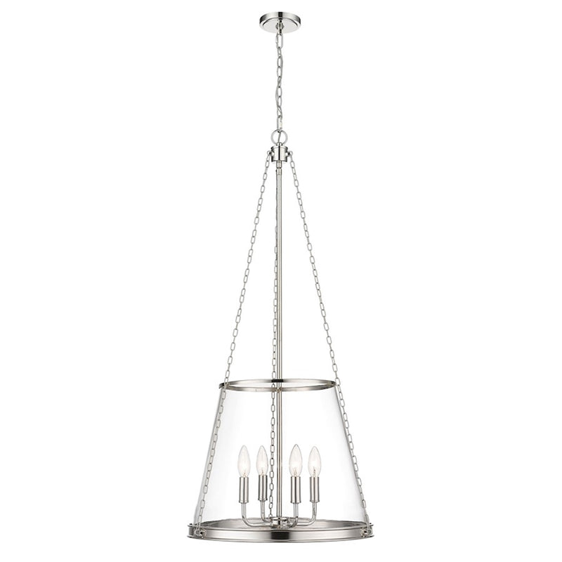 OPEN BOX: Z-Lite Prescott 4 Light Pendant, Polished Nickel/Clear