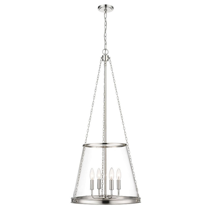 OPEN BOX: Z-Lite Prescott 4 Light Pendant, Polished Nickel/Clear