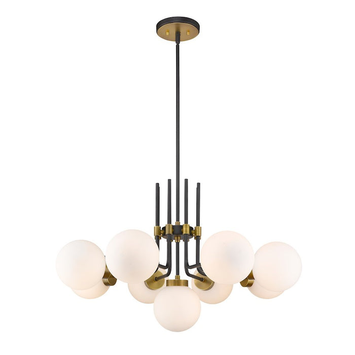 OPEN BOX: Z-Lite Parsons 9-Lt Chandelier, Black/Brass/Opal - 477-9MB-OBR