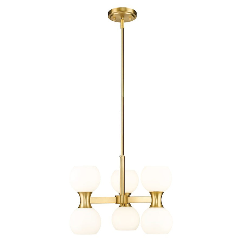 OPEN BOX: Z-Lite Artemis 6 Light Chandelier, Modern Gold/Matte Opal - 494-6MD