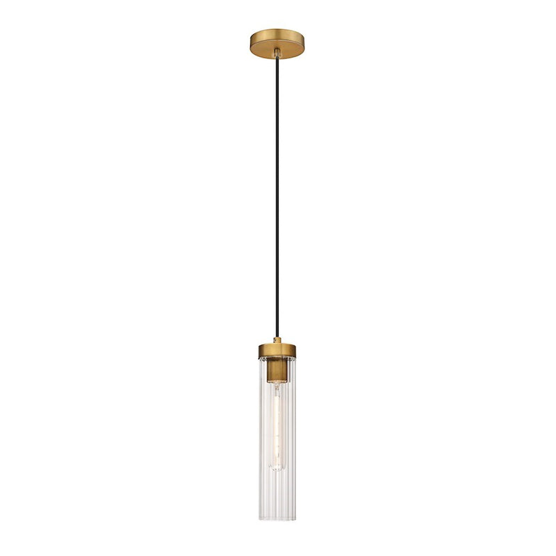 OPEN BOX: Z-Lite Beau 1 Light Pendant, Rubbed Brass/Clear - 740P-RB