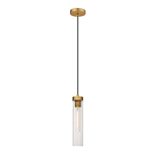 OPEN BOX: Z-Lite Beau 1 Light Pendant, Rubbed Brass/Clear - 740P-RB