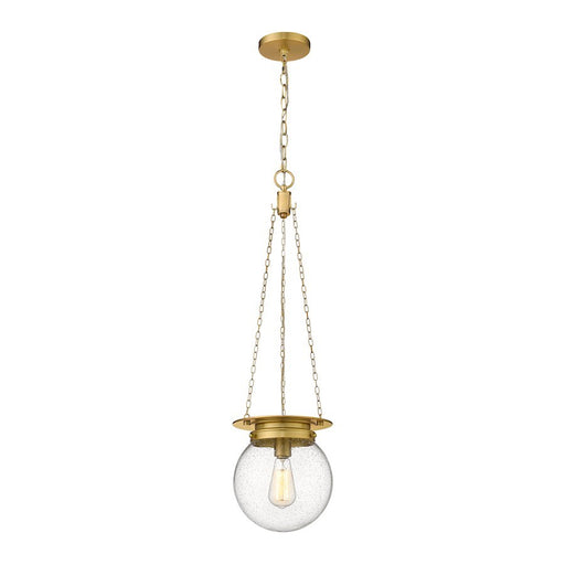OPEN BOX: Z-Lite Calhoun 1 Light 9" Pendant, Brass/Seed - 7506P9-HBR