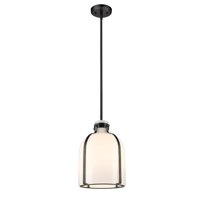 OPEN BOX: Z-Lite Pearson 1 Light 9.75" Chandelier, Black/White Opal - 818-9MB