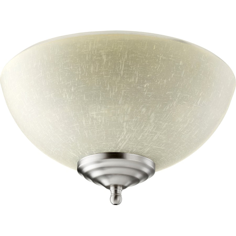 Quorum Linen Bowl Medium LED in Satin Nickel / White /Linen