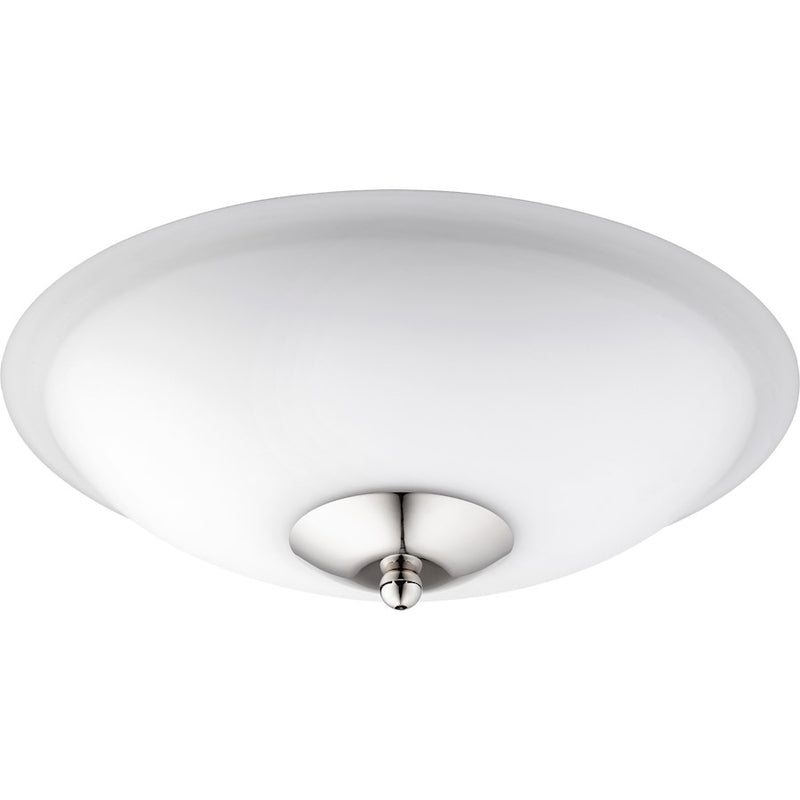Quorum Low Prof Opal, Polished Nickel with Satin Opal