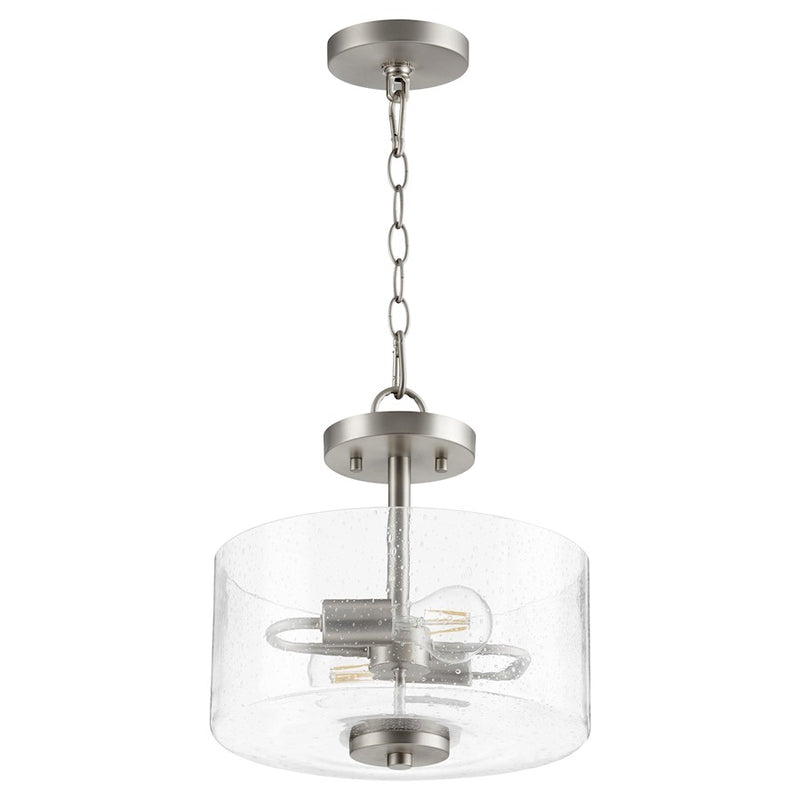 Quorum Dakota 2 Light Dual Mount, Satin Nickel/Clear Seeded