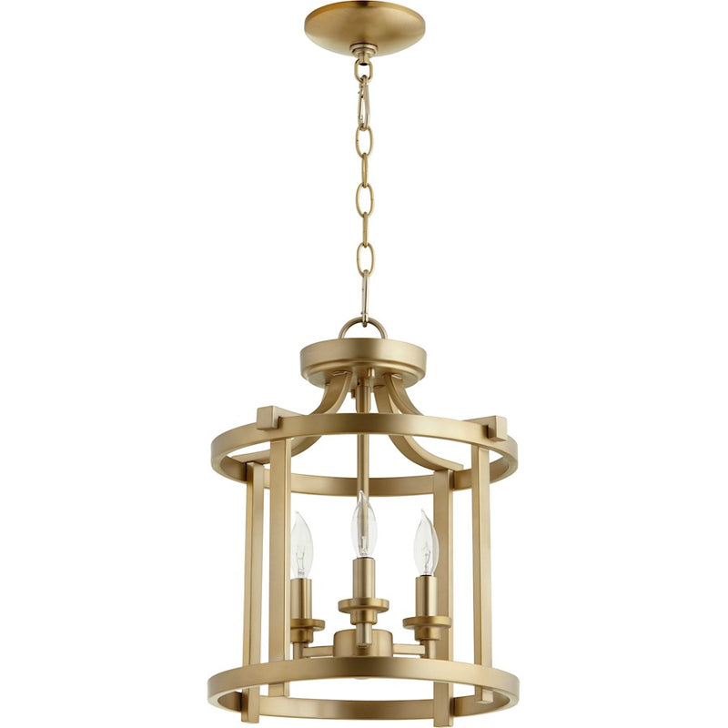 Quorum Lancaster 3 Light 13' Dual Mount, Aged Brass