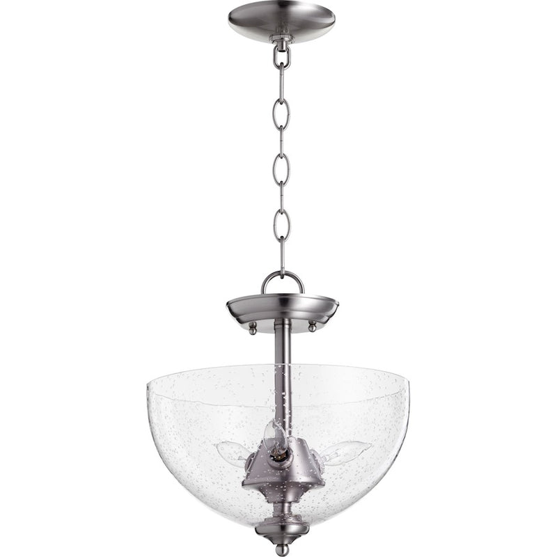 Quorum 3 Light 11.75' Dual Mount, Satin Nickel/Clear