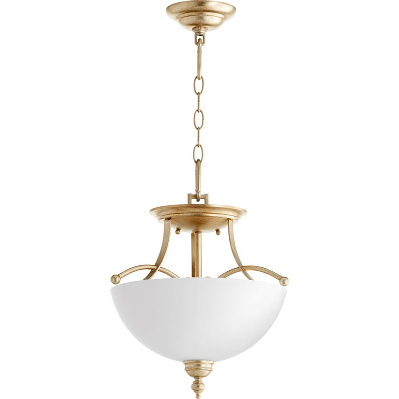 Quorum Aspen 2 Light Dual Mount in Aged Silver Leaf /Satin Opal