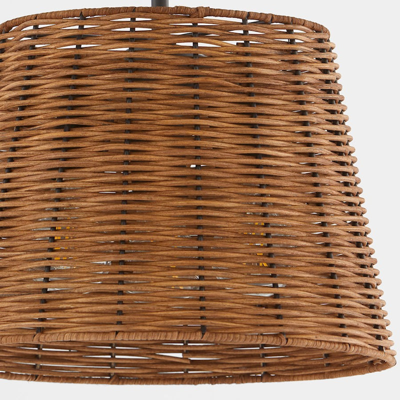 Quorum 3Lt Wicker Semi Flush Mount, Matte Black/Espresso