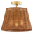 Quorum 3Lt Wicker Semi Flush Mount, Aged Brass/Espresso