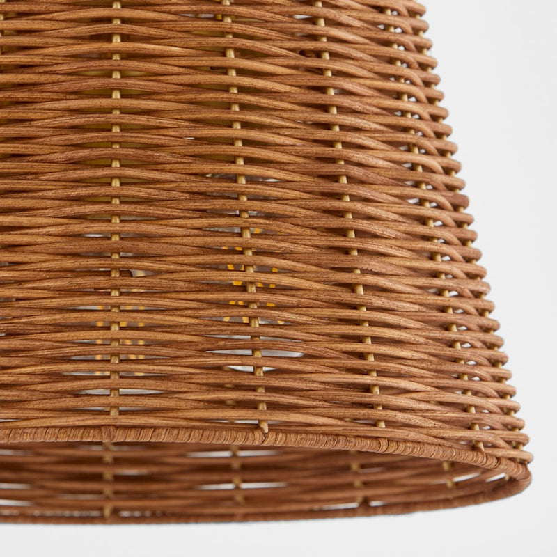 Quorum 3Lt Wicker Semi Flush Mount, Aged Brass/Espresso