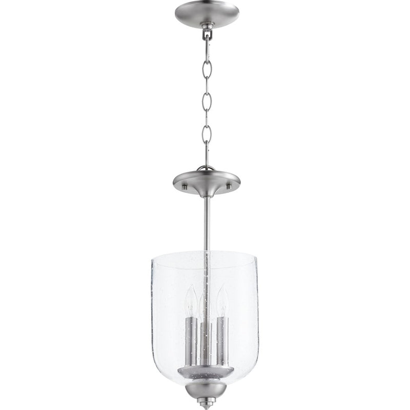 Quorum Richmond 3 Light 17' Dual Mount, Satin Nickel/Clear Seeded