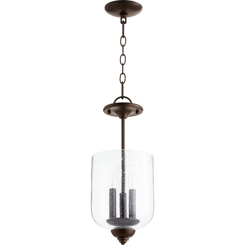 Quorum Richmond 3 Light 17' Dual Mount, Bronze/Clear Seeded Glass