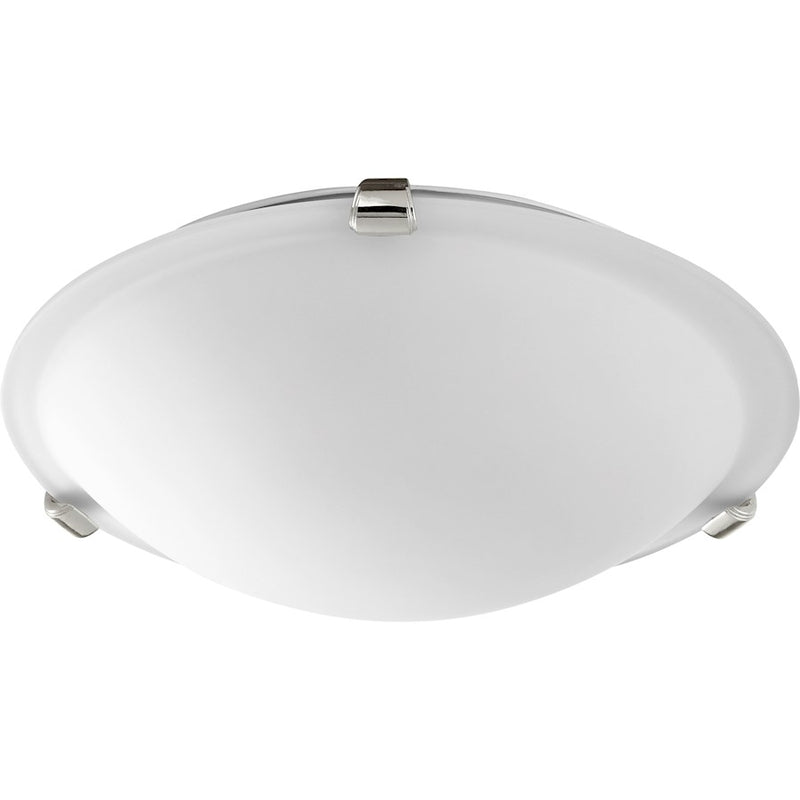 Quorum 12' Satin Opal Ceiling Mount in Polished Nickel /Satin Opal