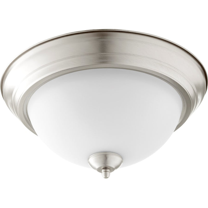Quorum 13' Flush Mount in Satin Nickel /Satin Opal