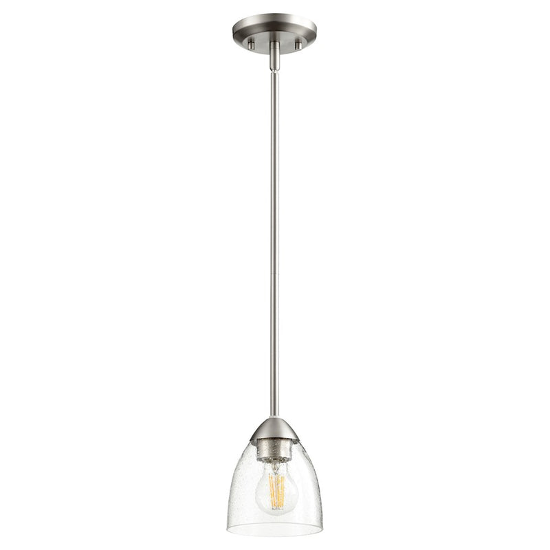 Quorum Barkley 1 Light Pendant, Satin Nickel/Clear Seeded