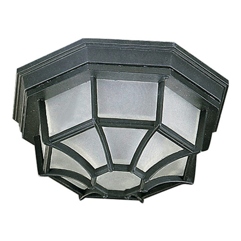 Quorum 1 Light Cast Aluminum Flush Mount, Black
