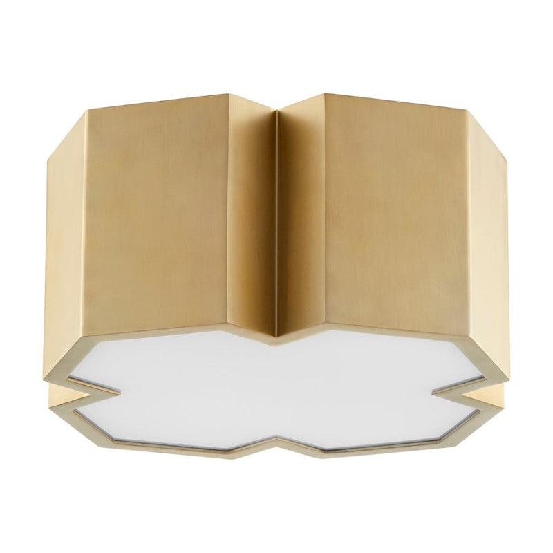 Quorum 2 Light Ceiling Mount, Aged Brass