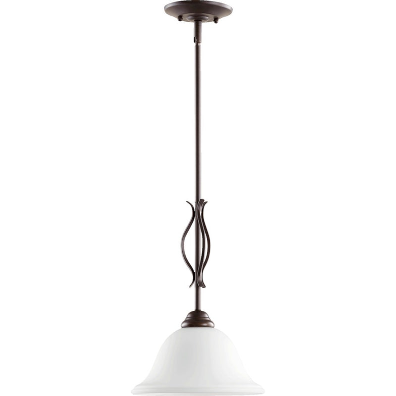 Quorum Spencer 1 Light 7.5' Pendant, Oiled Bronze/Satin Opal