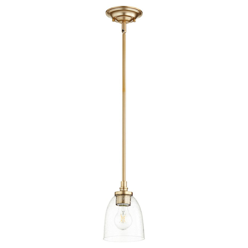 Quorum Rossington 1 Light Pendant, Aged Brass/Clear Seeded