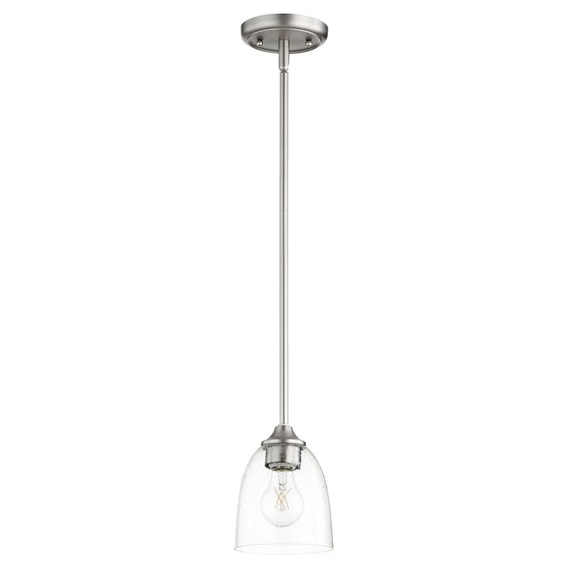 Quorum Jardin 1 Light Pendant, Satin Nickel/Clear Seeded
