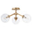 Quorum Rovi 3 Light Ceiling Mount, Aged Brass/Clear