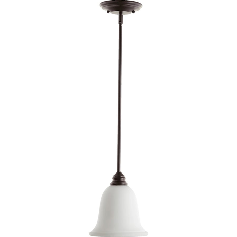 Quorum Bryant 1 Light 8' Pendant, Oiled Bronze/Satin Opal
