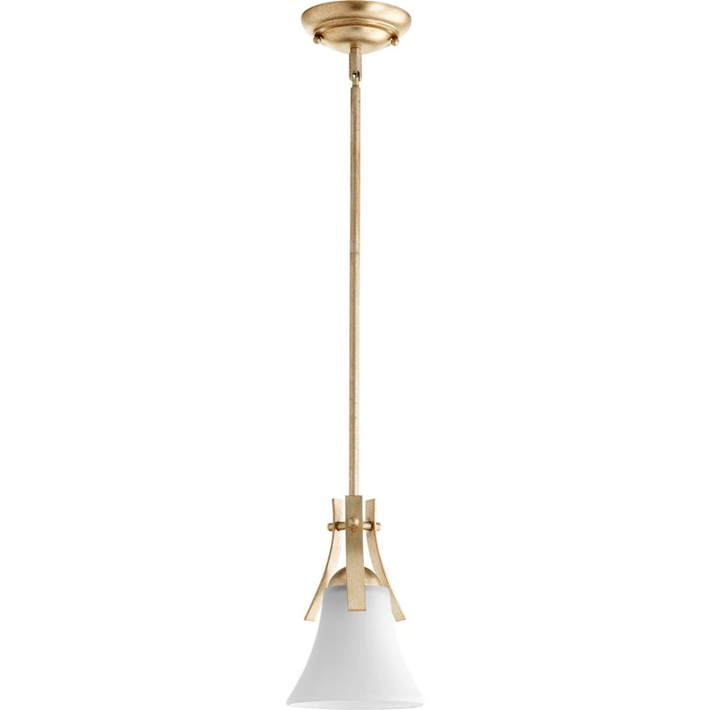 Quorum Aspen 1 Light Pendant in Aged Silver Leaf /Satin Opal