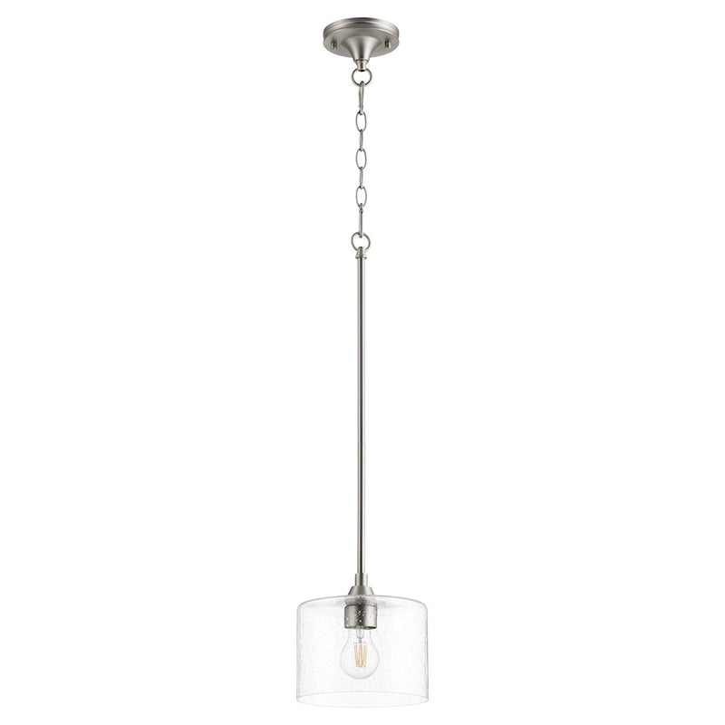 Quorum Dakota 1 Light Pendant, Satin Nickel/Clear Seeded
