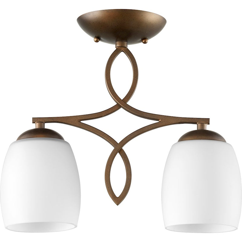 Quorum Willingham 2 Light 4.5' Ceiling Mount, Bronze/Satin Opal