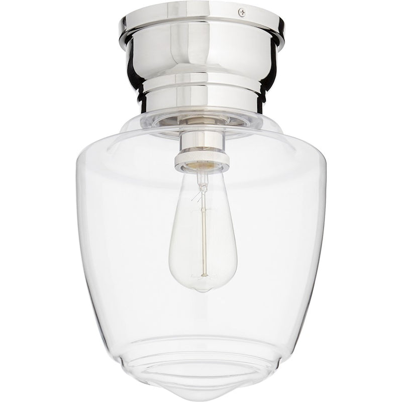Quorum 9" Clear Acorn Ceiling Mount, Polished Nickel