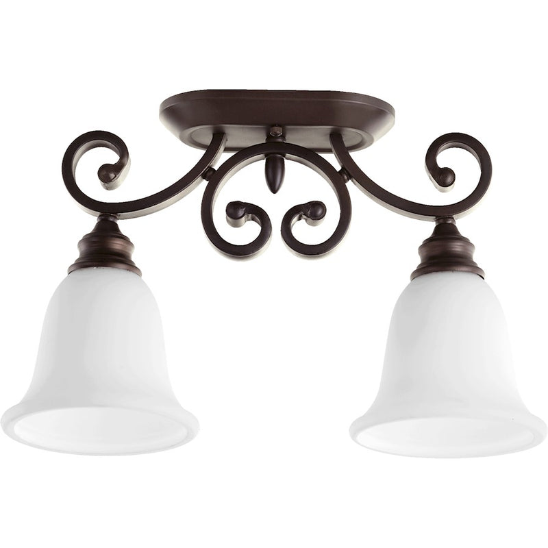 Quorum Bryant 2 Light 6.5' Ceiling Mount, Oiled Bronze/Satin Opal
