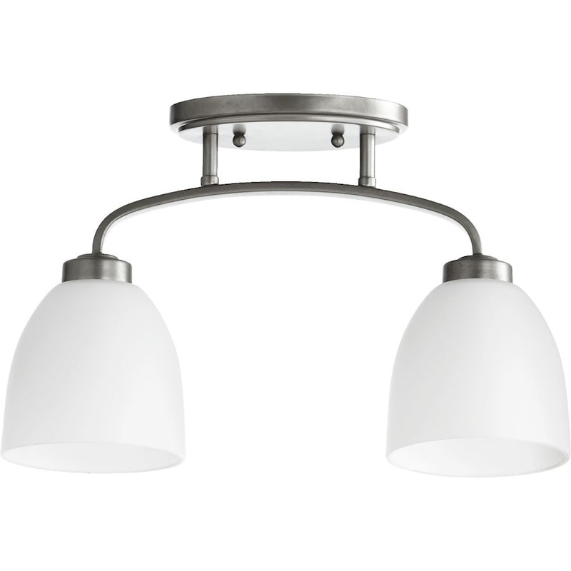 Quorum Reyes 2 Light Flush Mount, Classic Nickel