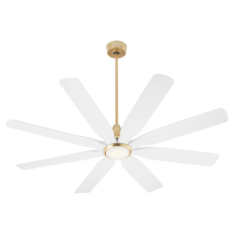 Quorum Rosales 60" 8 Blade Patio Fan, Aged Brass