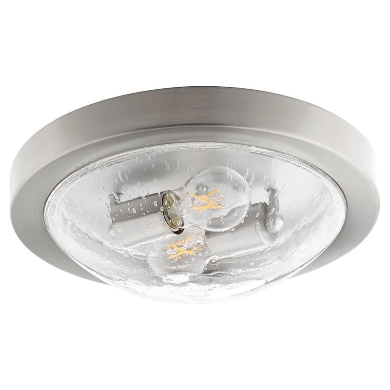 Quorum 2 Light Ceiling Mount, Satin Nickel/Clear/Seeded/Satin Opal