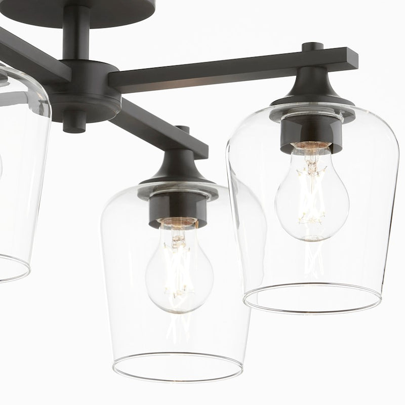 Quorum Veno 4Lt Ceiling Mount, Matte Black/Clear