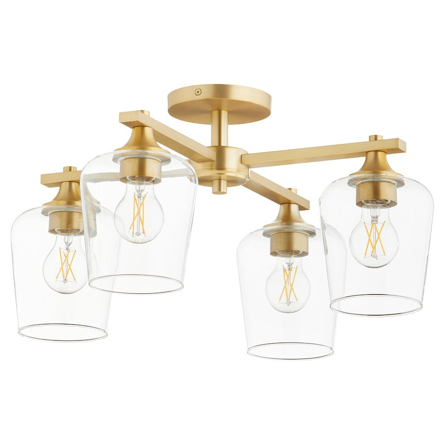 Quorum Veno 4Lt Ceiling Mount, Aged Brass/Clear - 358-4-80