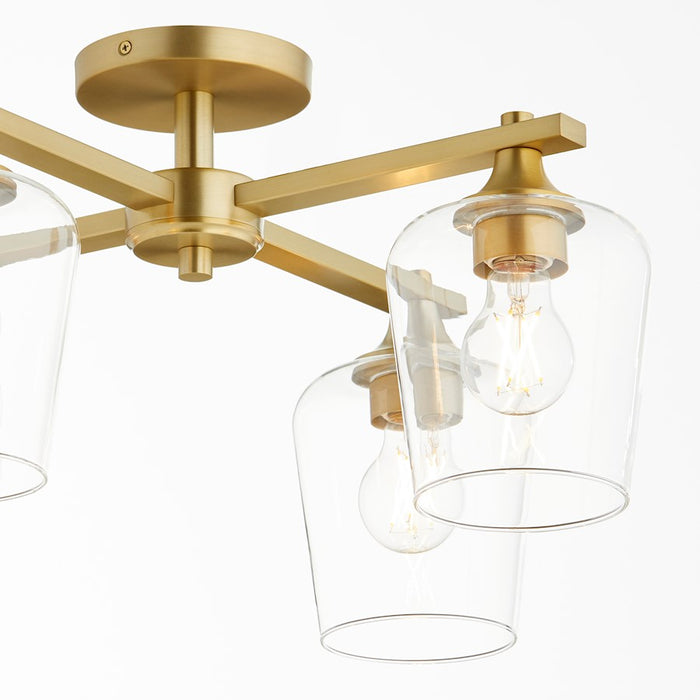 Quorum Veno 4Lt Ceiling Mount, Aged Brass/Clear