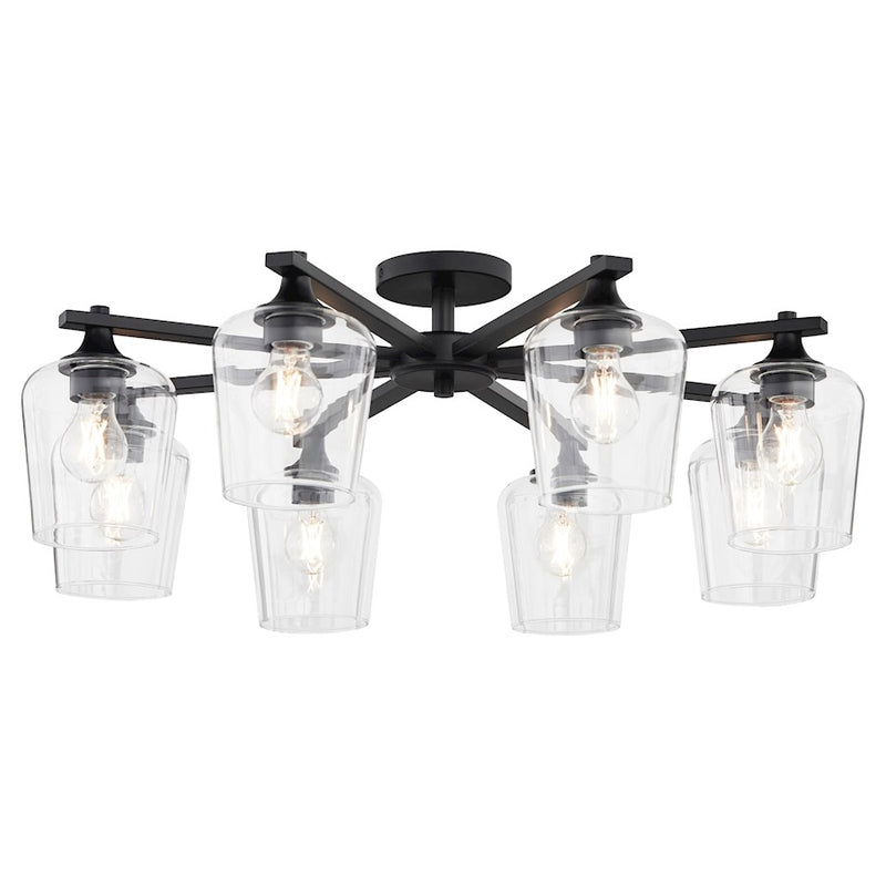 Quorum Veno 8Lt Ceiling Mount, Matte Black/Clear