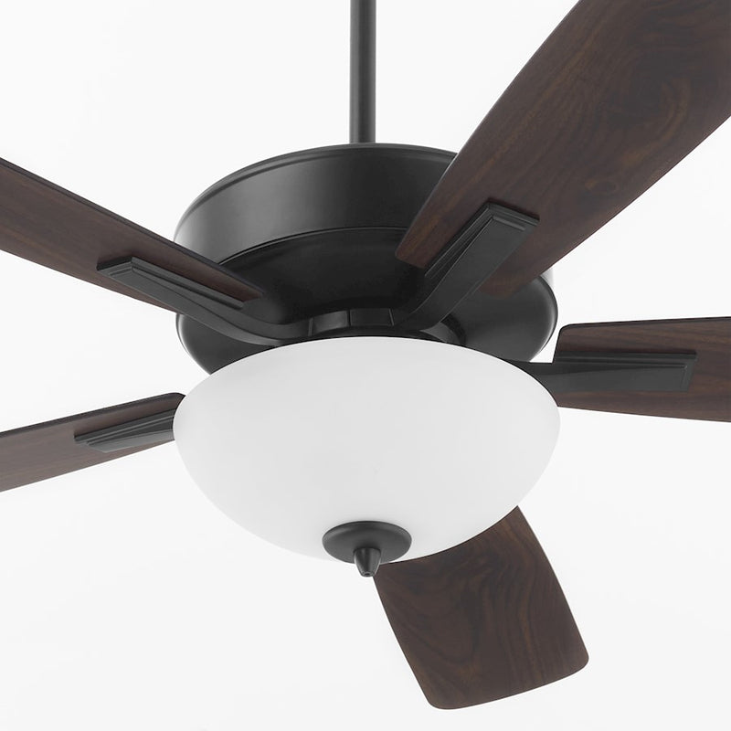 Quorum Ovation Satin Opal Bowl Ceiling Fan, Matte Black
