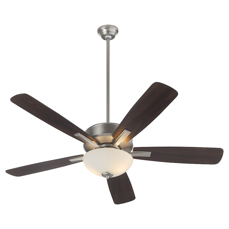 Quorum Ovation Satin/Opal Bowl Ceiling Fan, Satin Nickel