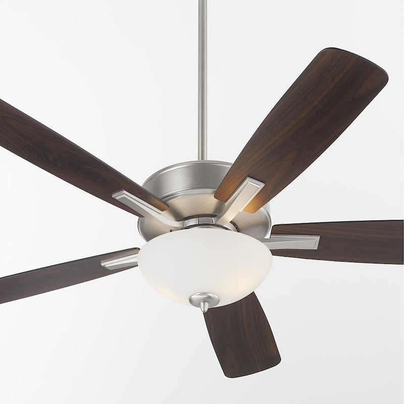 Quorum Ovation Satin/Opal Bowl Ceiling Fan, Satin Nickel