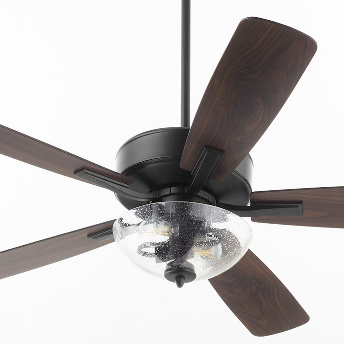 Quorum Ovation Clear/Seeded Bowl Ceiling Fan, Matte Black