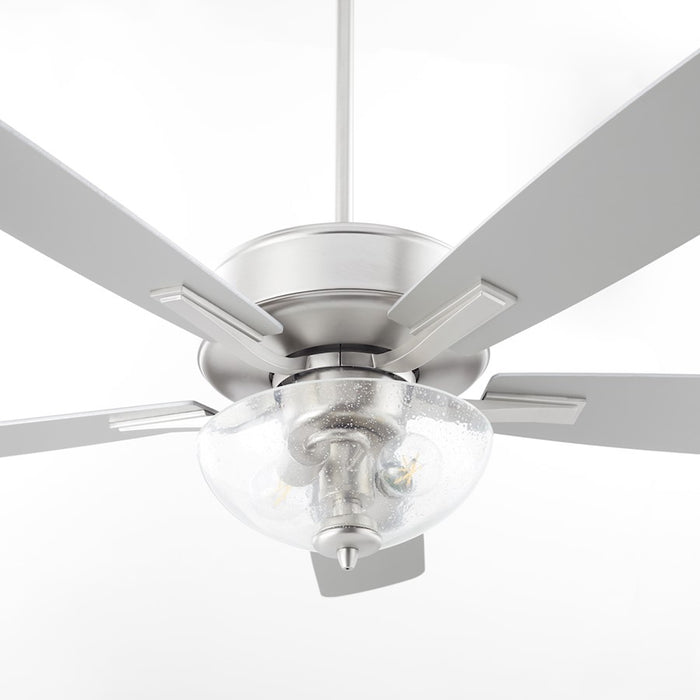Quorum Ovation Clear/Seeded Bowl Ceiling Fan, Satin Nickel