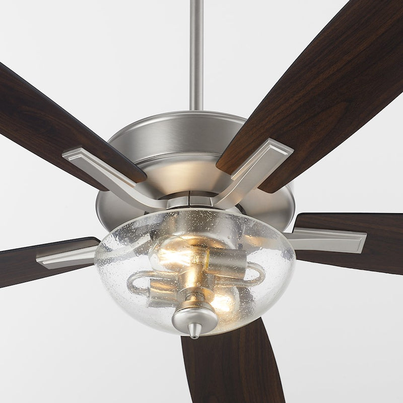 Quorum Ovation Clear/Seeded Bowl Ceiling Fan, Satin Nickel