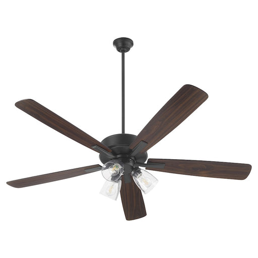 Quorum Ovation 3Lt Clear/Seeded Ceiling Fan, Matte Black - 4525-23159