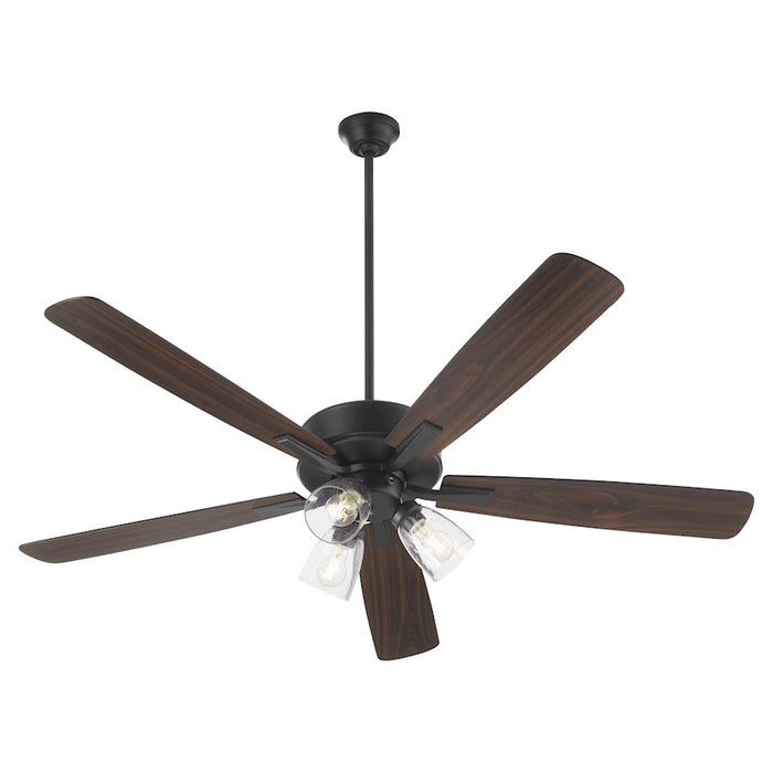 Quorum Ovation 3Lt Clear/Seeded Ceiling Fan, Matte Black